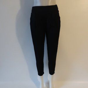 Enza Costa Black Silk Cropped Pants / Joggers. Women's size 0